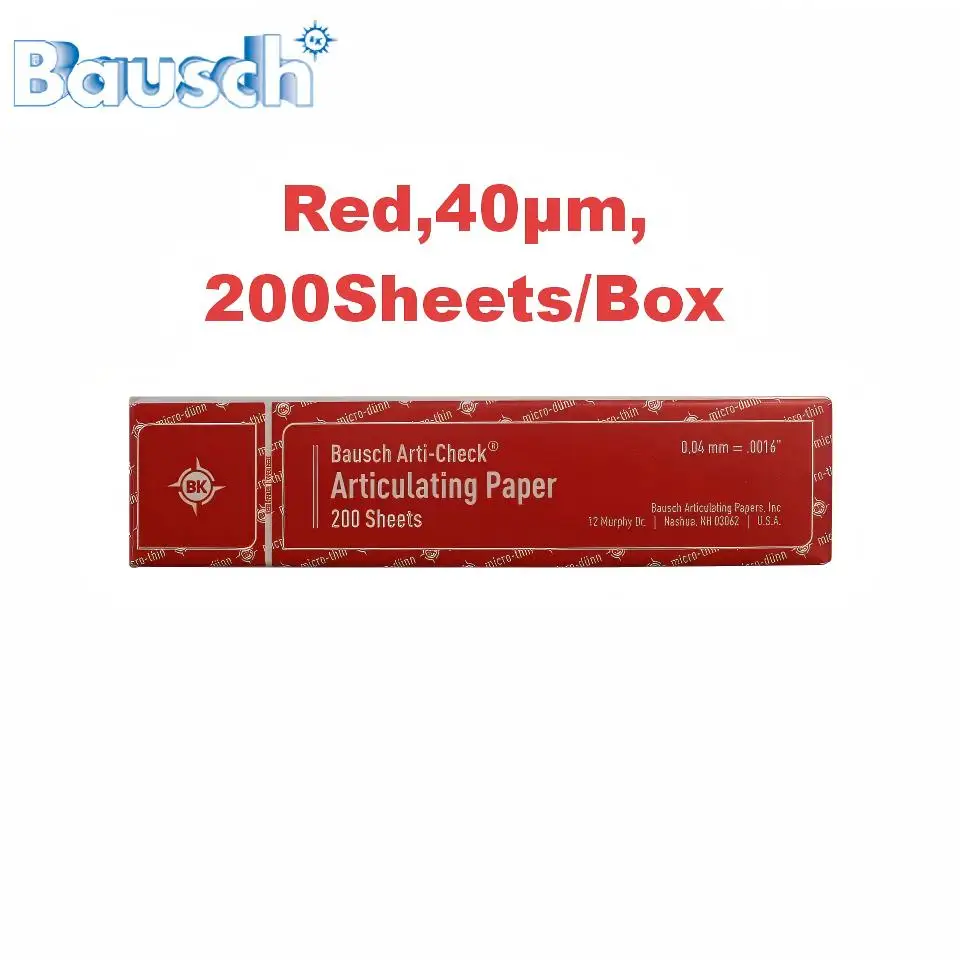 Bausch 40µm Articulating Paper Double-Sided Dental Occlusal Paper with Liquid Dye Microcapsules Ultra Thin Occlusion Indicator