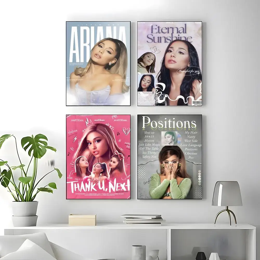 Music Ariana Grande Poster Self-adhesive Art Waterproof Paper Sticker Coffee House Bar Room Wall Decor