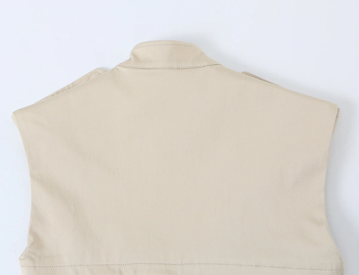 KONDALA Damen Elegantes Schickes Minikleid mit Hohlnacken, Lässige Knöpfe, Taschen, Schlankes Kleid, Trendiges Ärmelloses Kleid für den Herbst 2026 – Detail 11