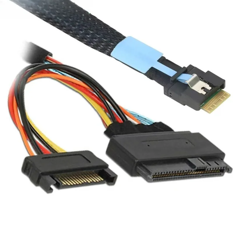 PCIe Slimline SAS SFF-8654 4i 38pin PCIe 4.0 To SAS 8639 Female U.2 Fully Shielded High-Speed Server Cable with Anti-Misalignmen