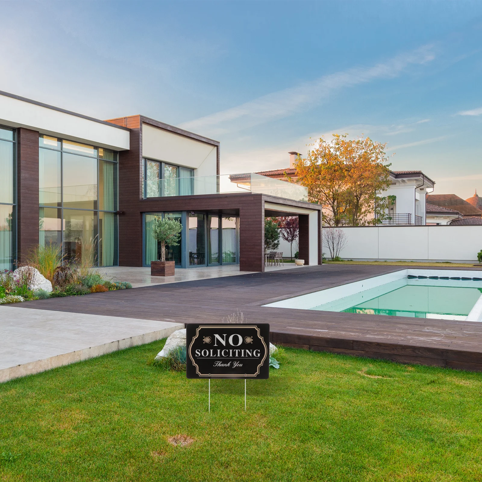 

No Soliciting Yard Sign Metal Durable Home Front Yard High Visibility No Solicitors Sign for House Protection Home Signs