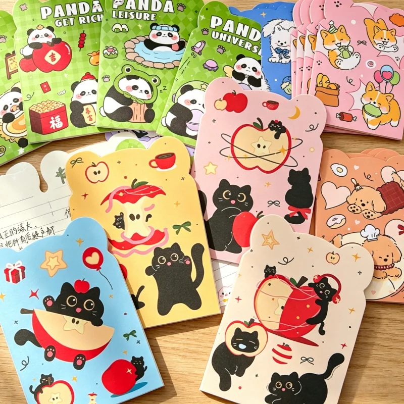 12 Colors Pocket Notebook High-Aesthetic Cartoon Cute Lined Pages Portable Memo Book School Reward for Children Student Gift