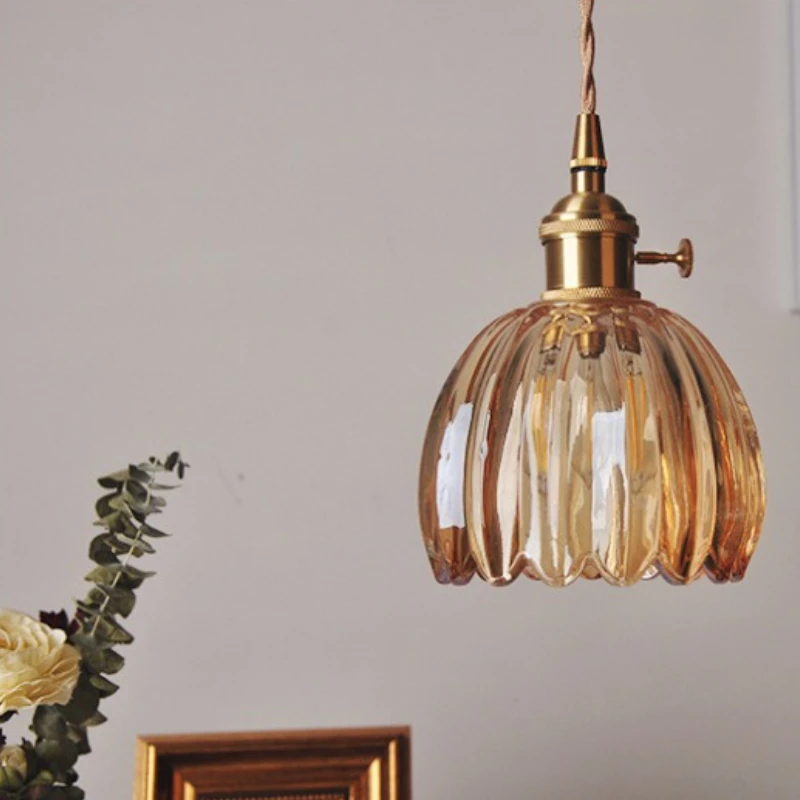 

Modern Minimalist and Luxurious Design Bedside Lamp Living Room Background Wall Brass Artistic Glass Pendant Lamp