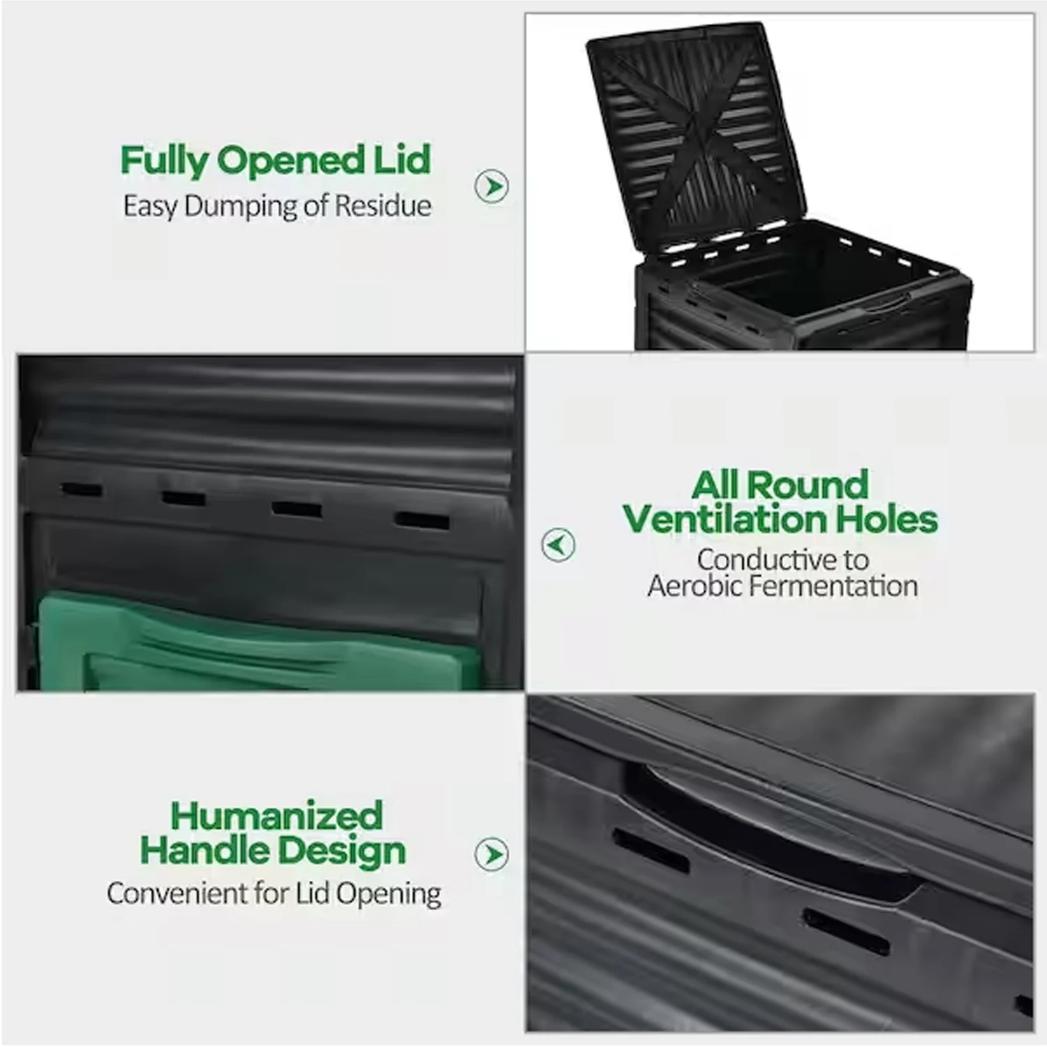 450L Large 118 Gallon Large Capacity Easy Assemble Degradable Plastic Composting Barrel Outdoor Garden Compost Bin