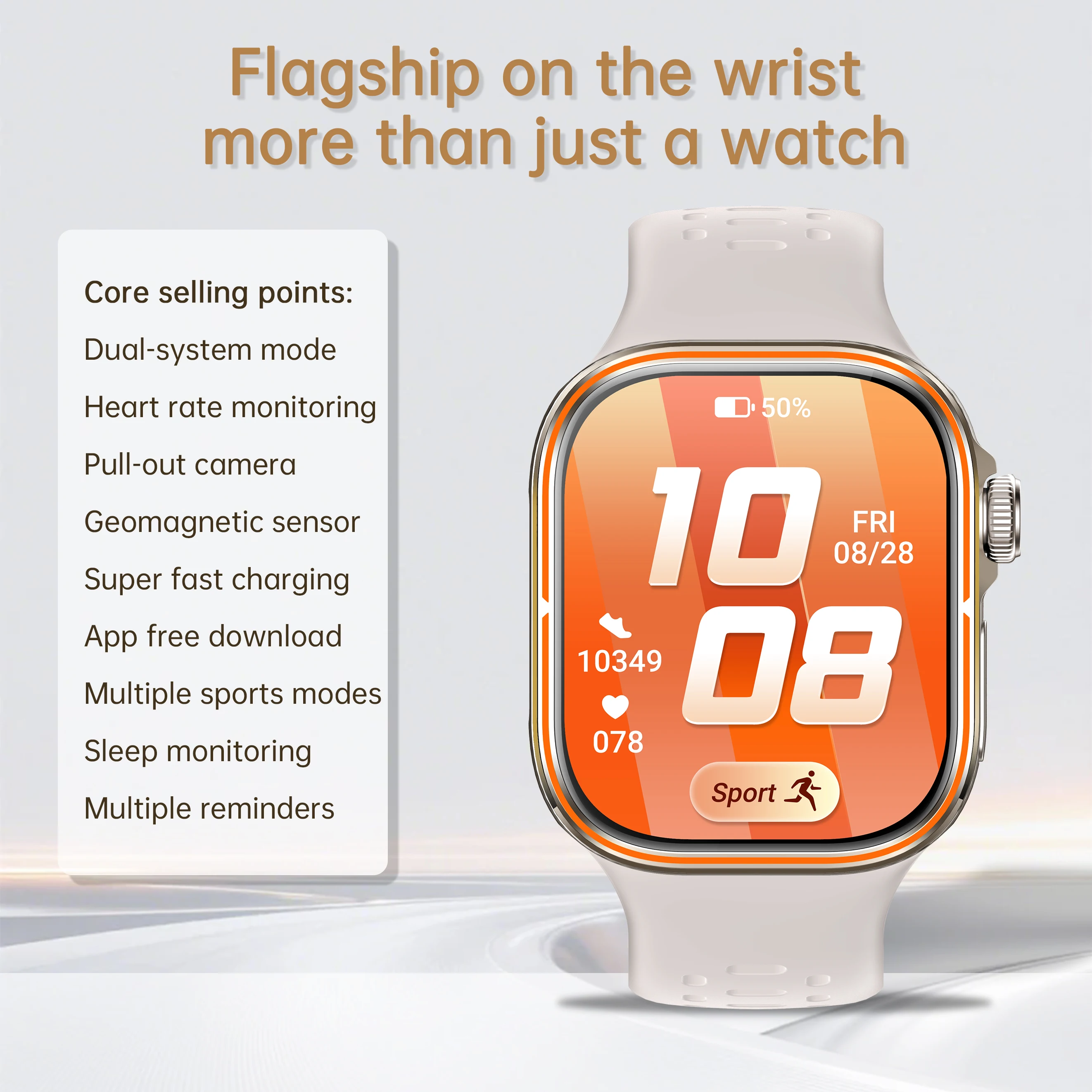 2026 Android H800 Smart Watch 4G/5G Full Network 2.06‘‘AMOLED 1000mAh 190° Rotating Camera Google Play WiFi GPS Smartwatch