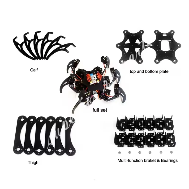 18 DOF Aluminium Hexapod Spider Bracket Six 3 DOF Legs Robot Frame Kit with Ball Bearing Fully For Programmable Robot DIY Kit