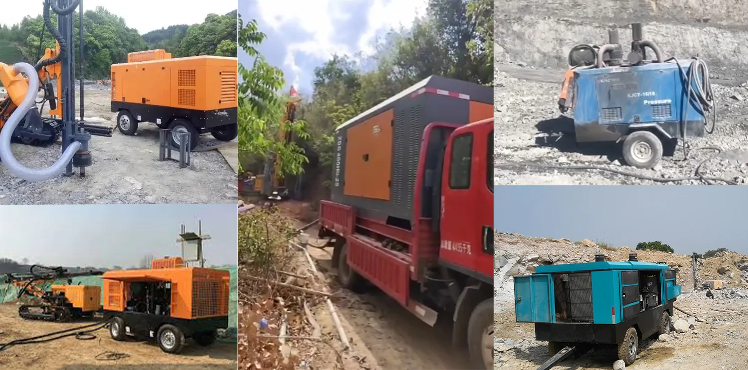 Compressor de ar de parafuso diesel montado em esteira rolante portátil 20bar para perfuração de poço de mineração