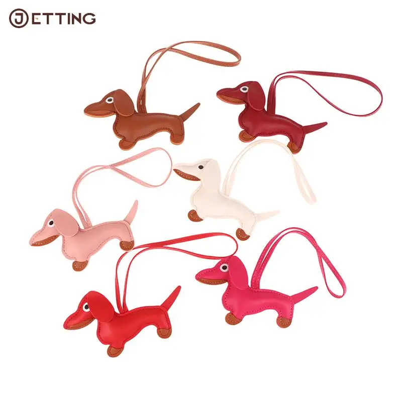 Men"Car Dachshund Bulldog Keychain PU Leather Dog Keychains Fashion For Women Bag Pendant Jewelry Trinket Key Ring Key Chain