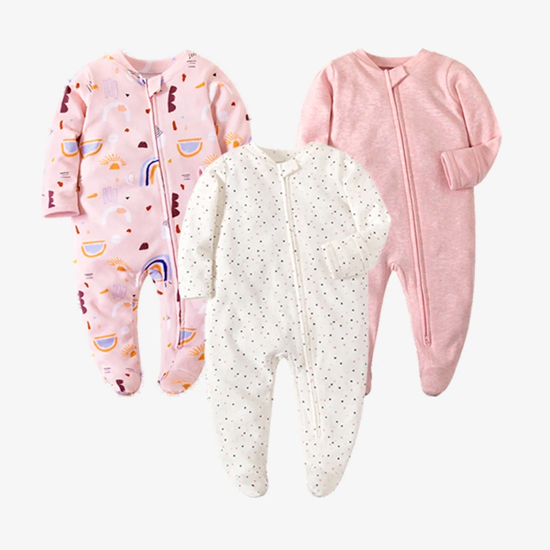 Spring Newborn Jumpsuit Long Sleeve Baby Boys Girls Rompers Kids Clothes Playsuit Climb Suits Zipper Sleepwear Baby Romper