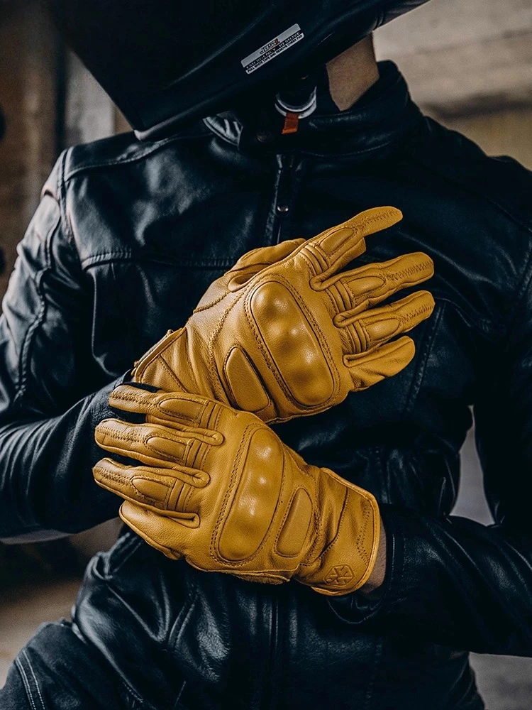 

Customizable cycling gloves spring and summer retro anti-drop racing sheepskin breathable