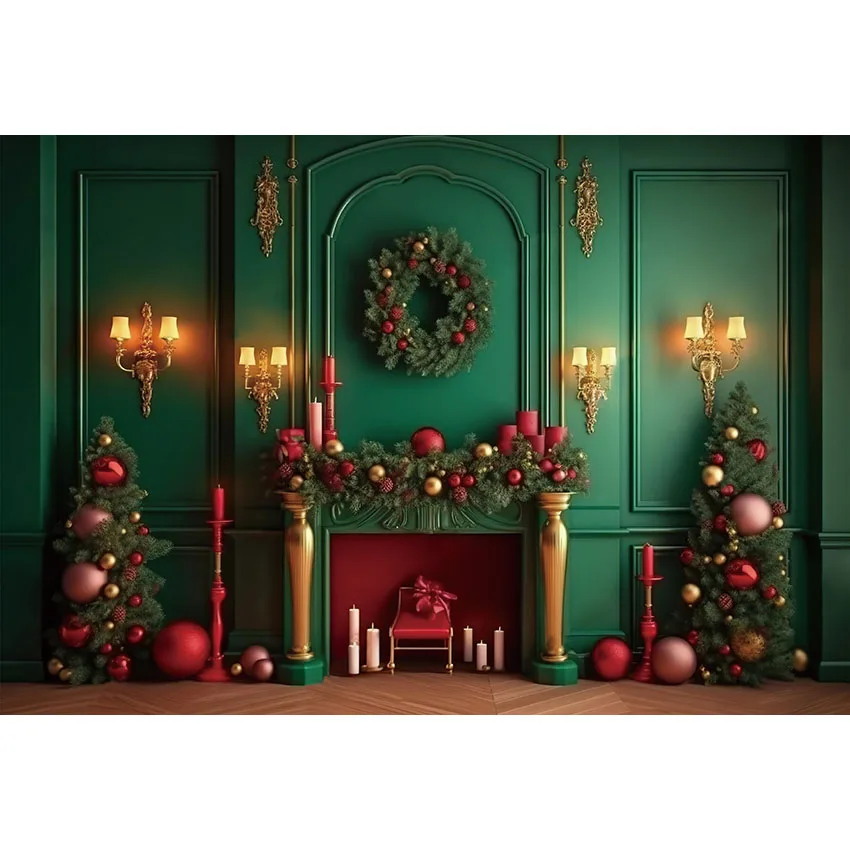 Avezano Christmas Room Backdrop Winter European Style Wall Child Portrait Photo Photography Background Photo Studio Photocall