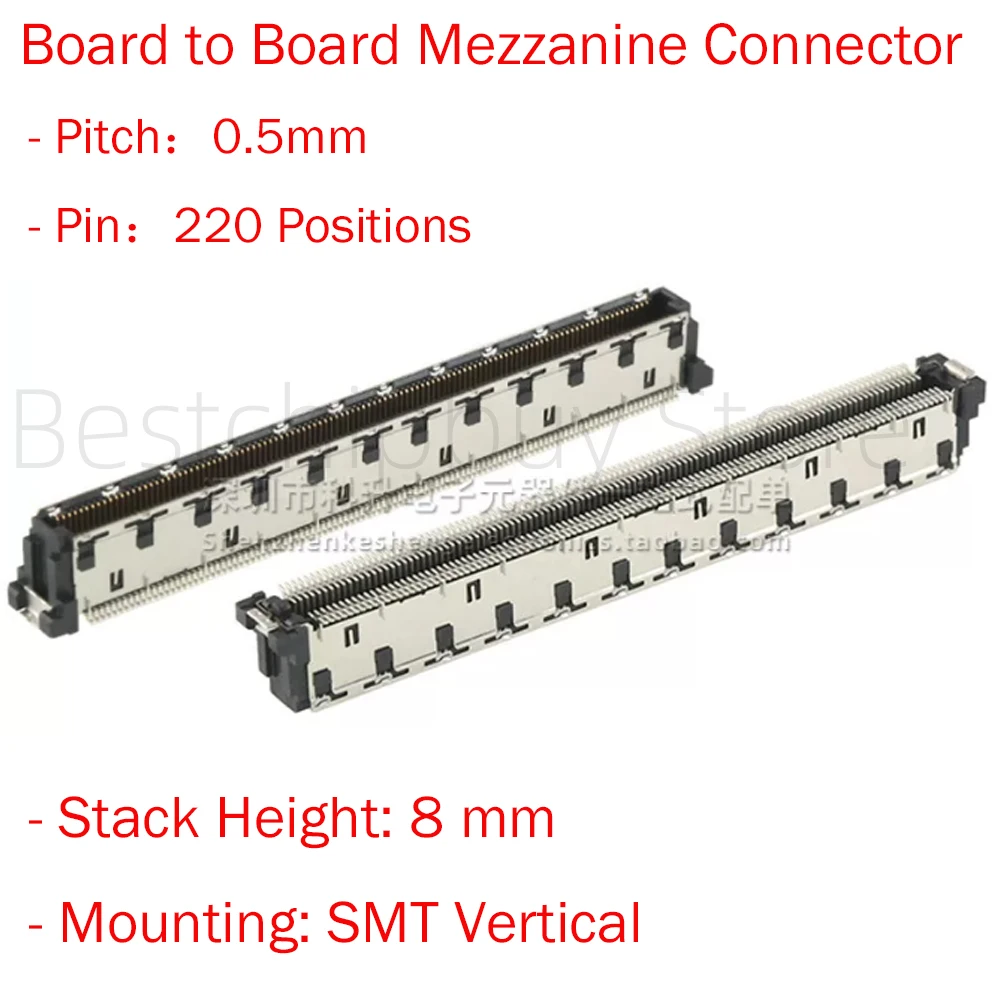 3-1939756-6 Pitch: 0.5mm 220Pin 220P 8MM Free Height Mezzanine Connector Board to Board Plug SMT Vertical Gold plated