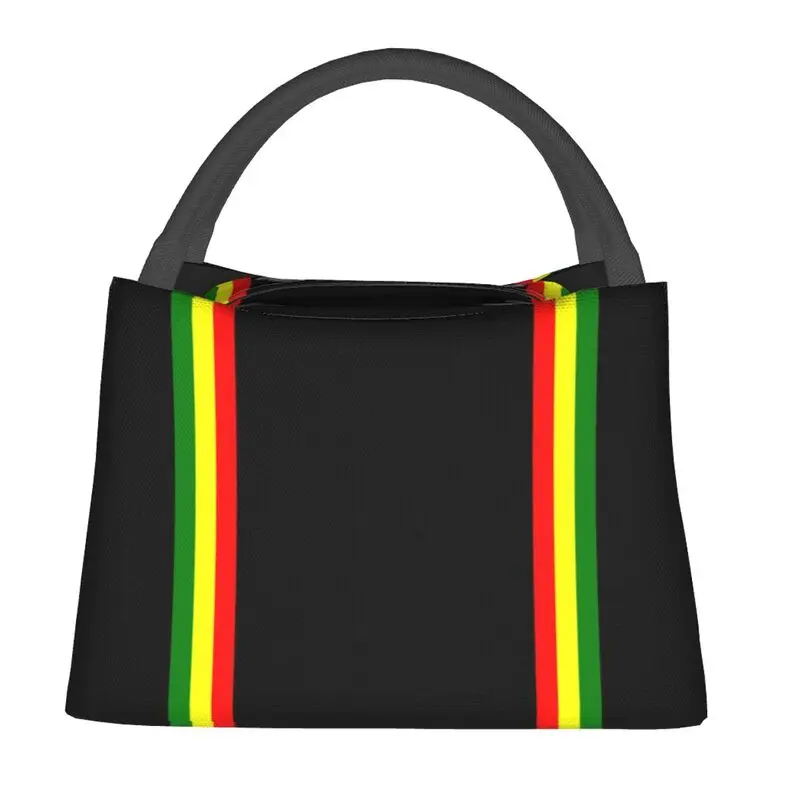 Custom Reggae Rasta Stripe Colors Pattern Thermal Insulated Lunch Bags Jamaican Jamaica Proud Portable Lunch Tote for Food Box