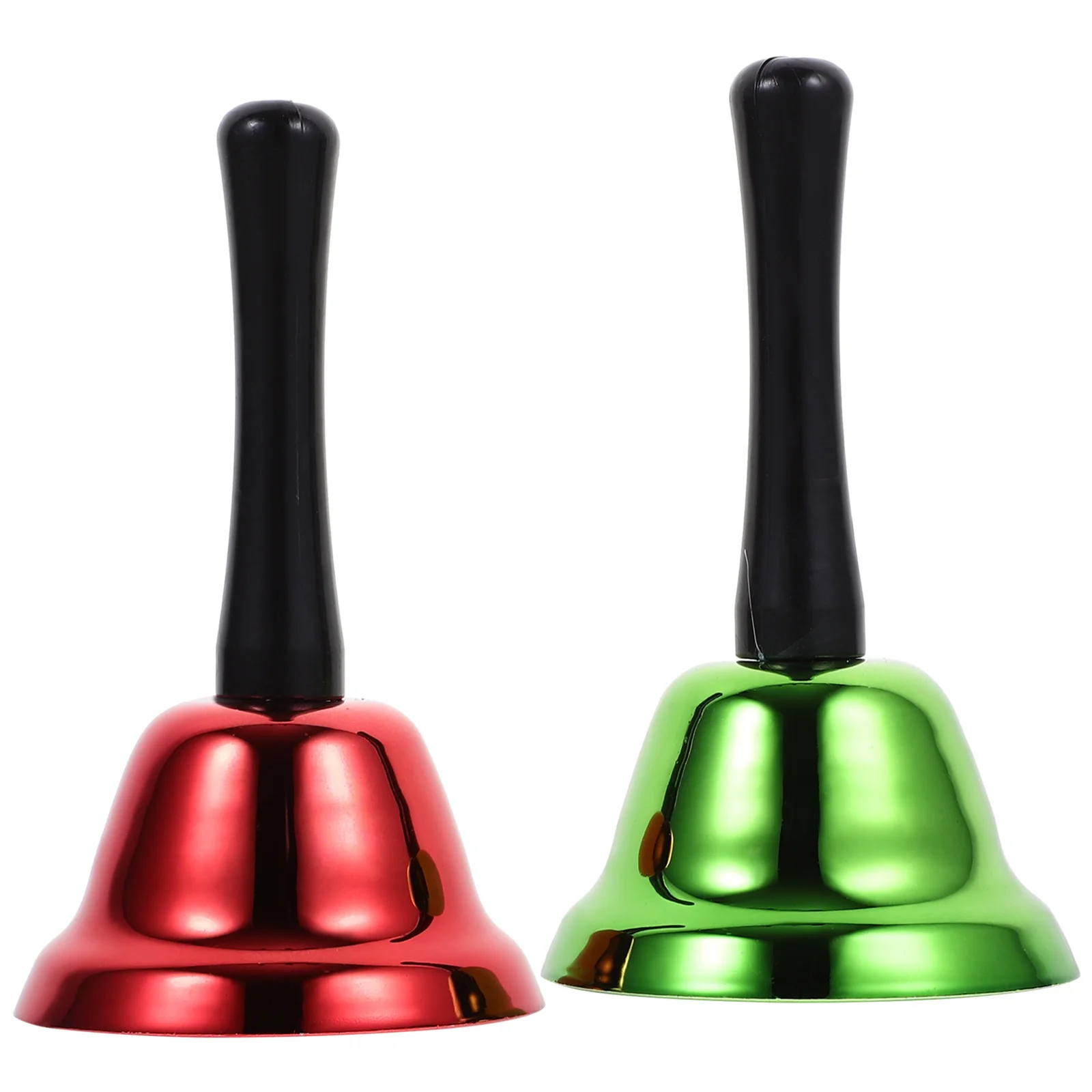 

2Pcs Hand Bell Retro Metal and Plastic Tabletop Bell for Restaurant Bar Service Decor Dining Alarm Wedding Gift