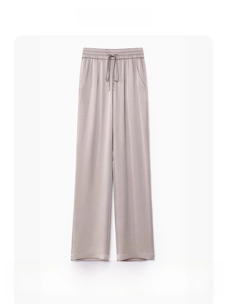 

CVANEA Silk Nude Skin Feel High Waist Acetate Satin Wide Leg Casual Long Pants Women's Straight Leg Pants Summer Commute Sle