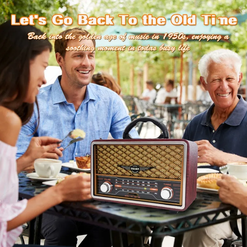 High Quality Wooden Retro Portable Radio Music Player AM/FM/SW Multifunction Bluetooth Speaker Subwoofer Card Audio Caixa De Som