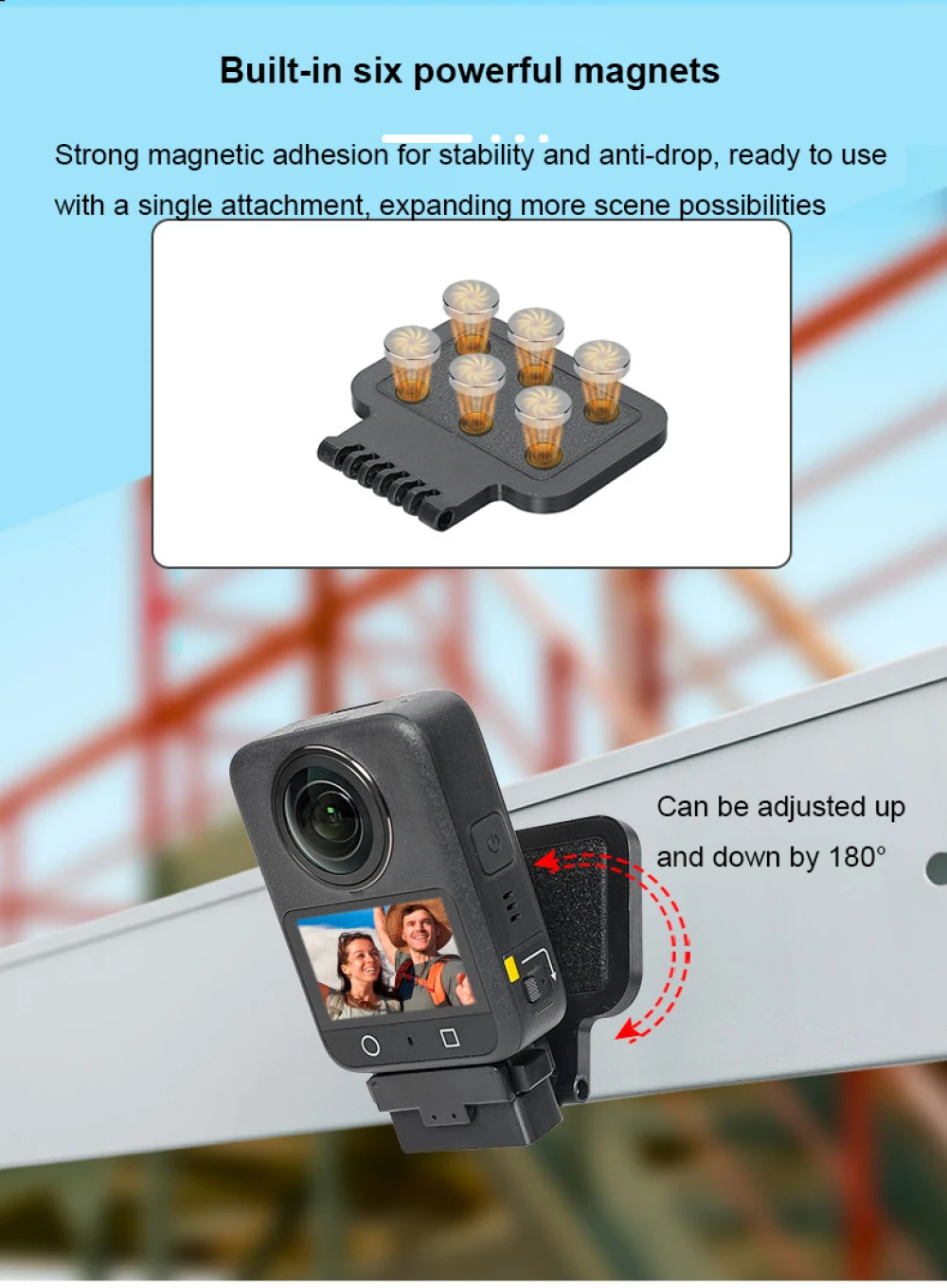 Magnetic Bracket Quick-reslease Adapter For DJI OSMO 360, 180° Adjustable Camera Holder, Multifunction Expansion Adapter Bracket