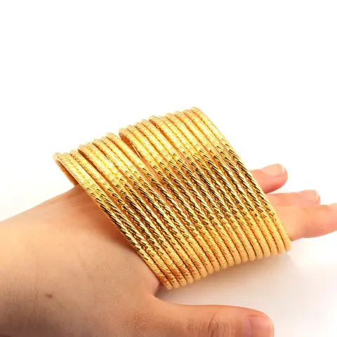 Wholesale 4pcs/set Luxury Gold Color Jewelry Muslim Turkish Bangles Ethiopian African Women Dubai Bracelet Party Wedding Gifts