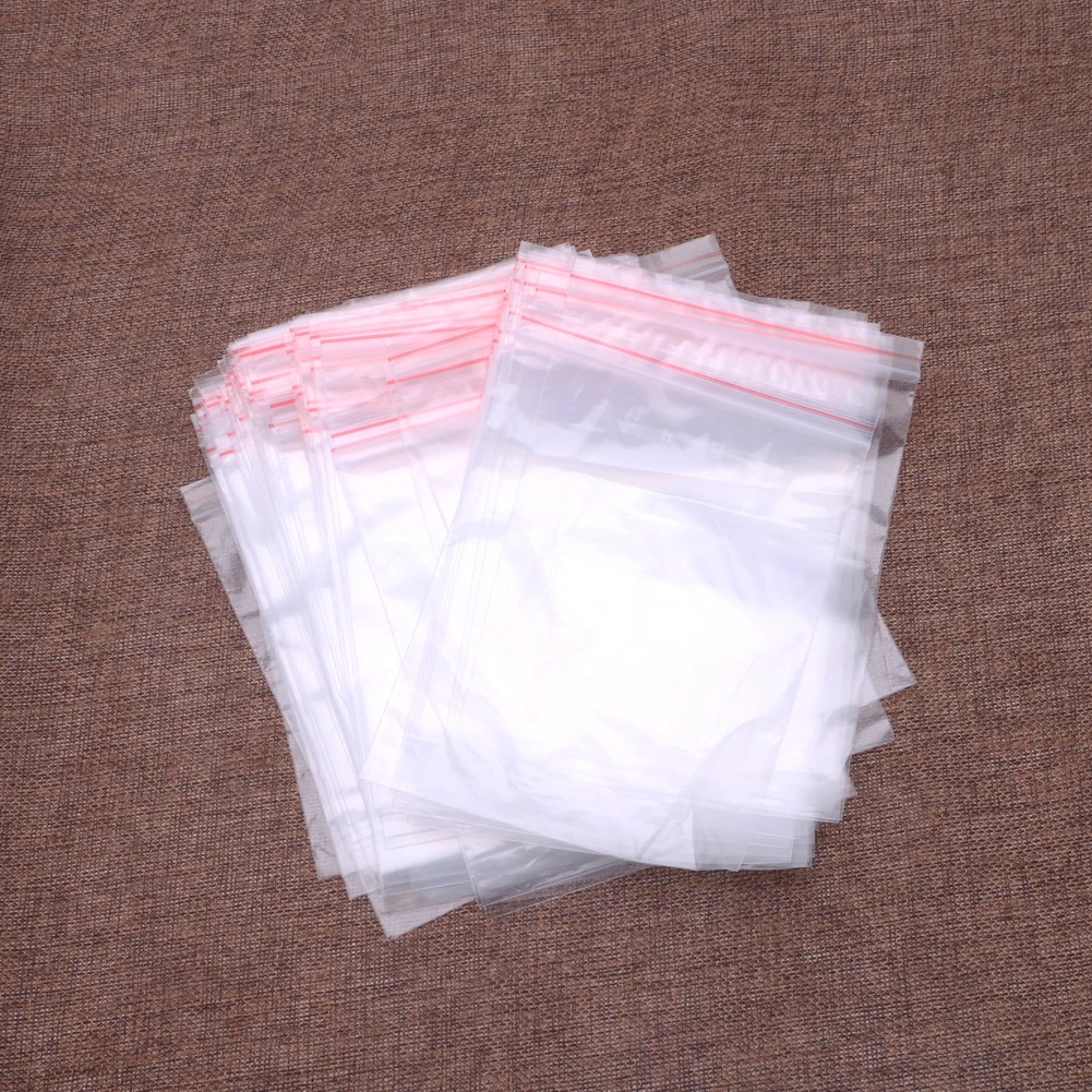 8 Sizes Clear Grip Self Press Seal Resealable Zip Lock Plastic Bags 100PCS DropShipping