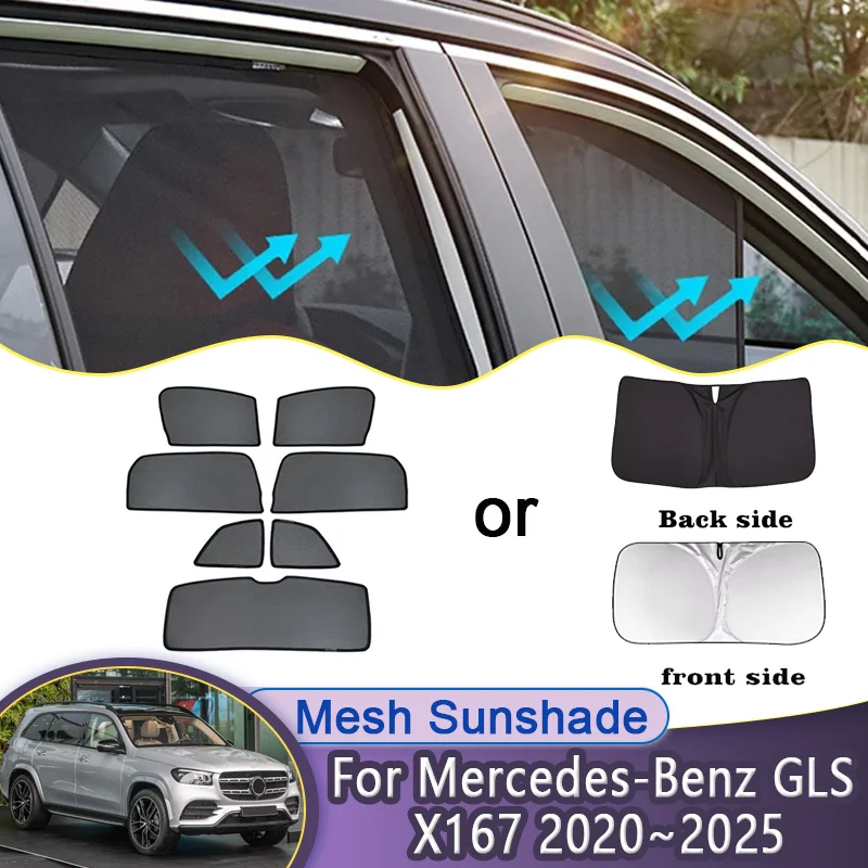

Car Mesh Visor For Mercedes-Benz GLS X167 2020~2025 2023 Magnetic Sunshade Curtain Privacy Shading Shade Auto Tools Accessories