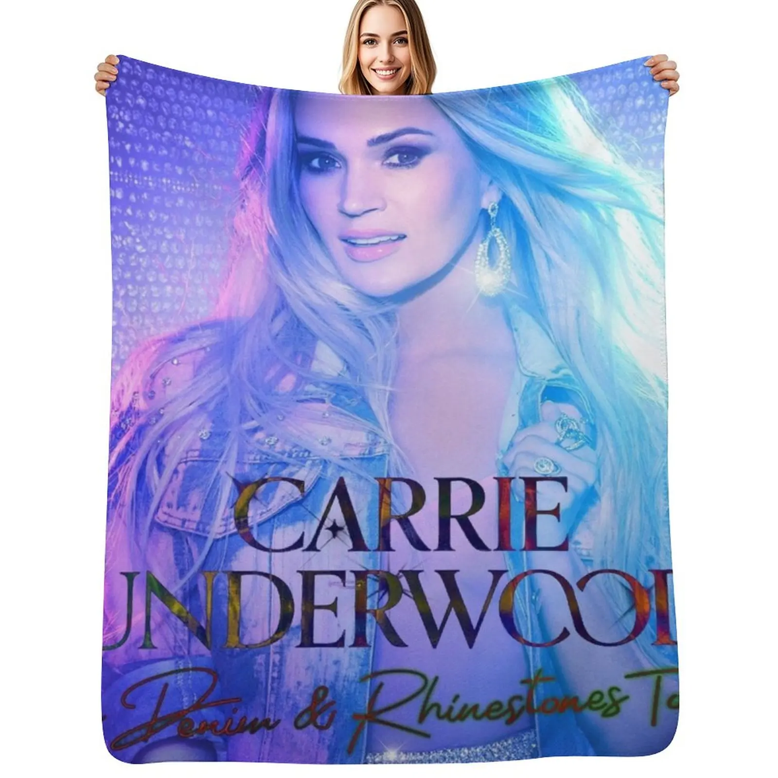 denim & rhinestones carrie tour 2022 masmay Throw Blanket warm winter Plaid Picnic Designers Sleeping Bag Blankets