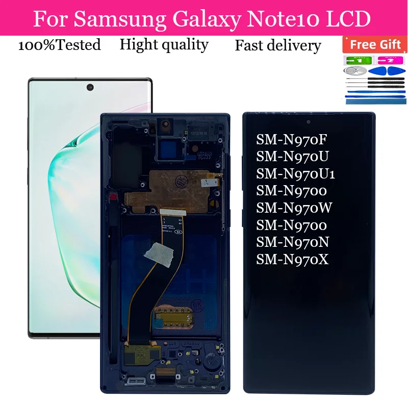 

OLED For Samsung Galaxy Note 10 N970 N970F LCD Display Touch Screen Digitizer Replace Assembly with Frame