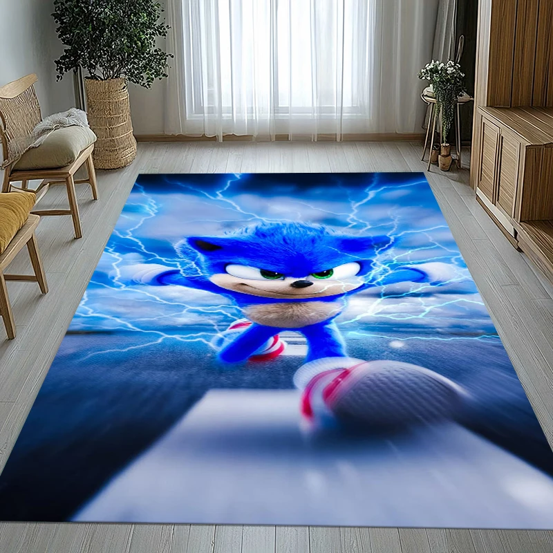 

Ретро-коврик S-Sonic с мультяшными играми для гостиной, нескользящий, мягкий, для спальни, детской игровой комнаты, дивана, домашнего декора, придверный коврик, подарок