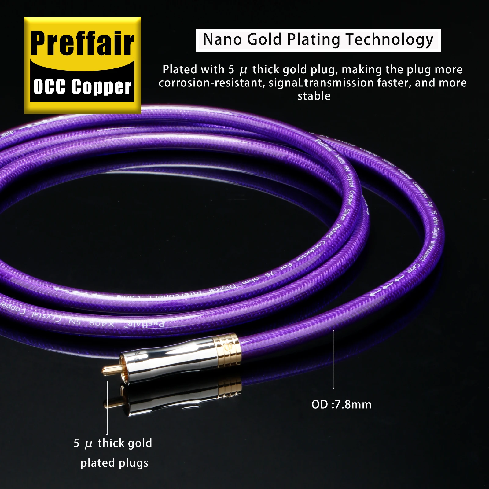 1 Stück 75 Ohm Koaxialkabel DAC-Kabel Kristallkupfer Silberbeschichteter Leiter für DAC Soundbox – Detail 5