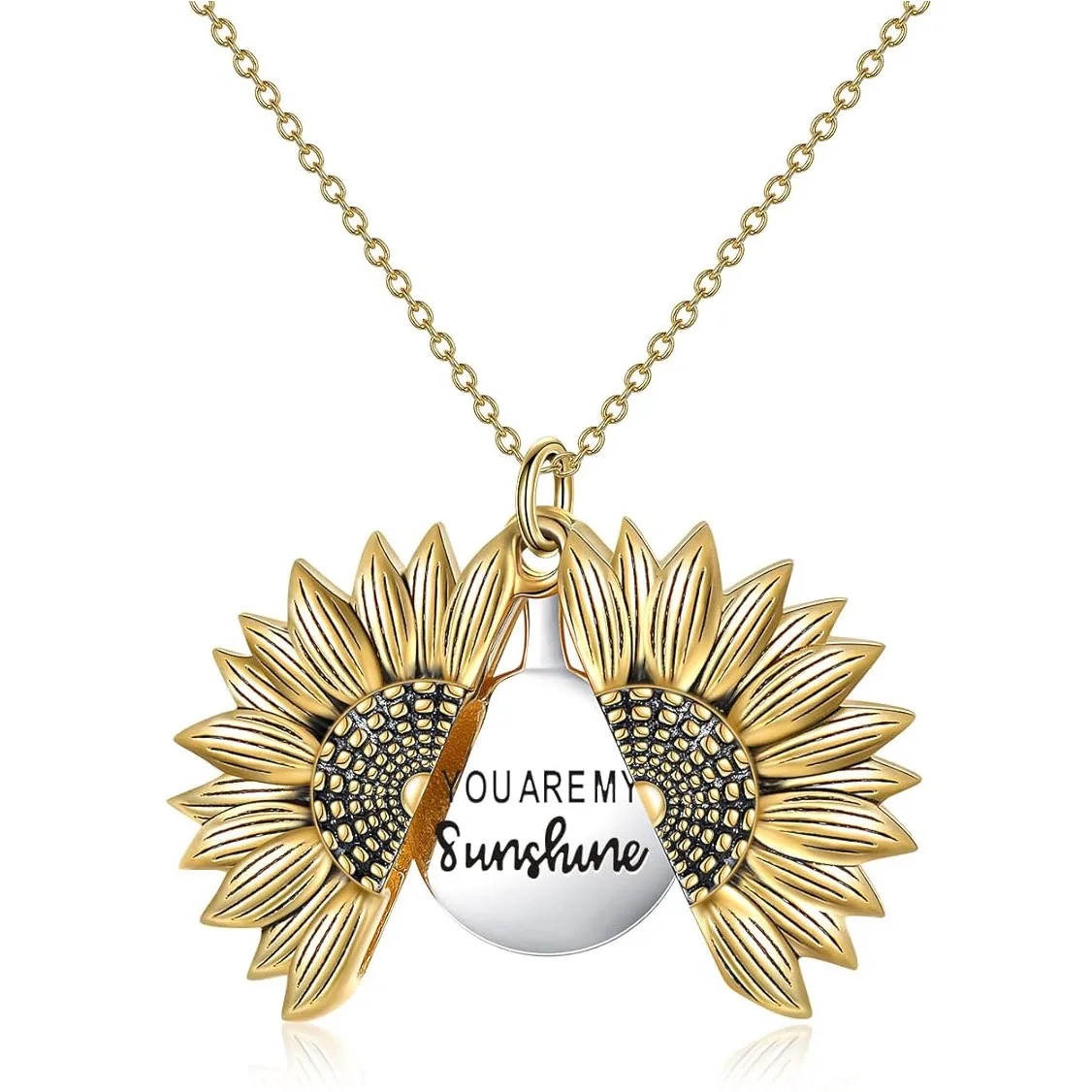 Wholesale 50PCS Lot Sunflower Locket Necklace You Are My Sunshine Engraved Pendant Necklaces Anniversary Jewelry for Her