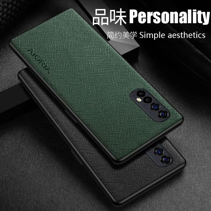 Luxury leather phone case for Oppo realme 7 Pro 5G 4G, funda with cross pattern