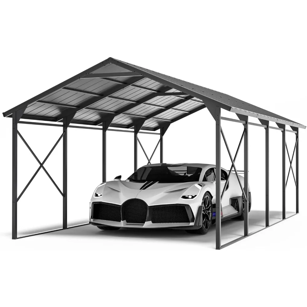 

12x22 FT Heavy Duty Carport Galvanized Steel Roof & Reinforced Frame, Durable Metal All Weather Carport Garage for Cars,Trucks,