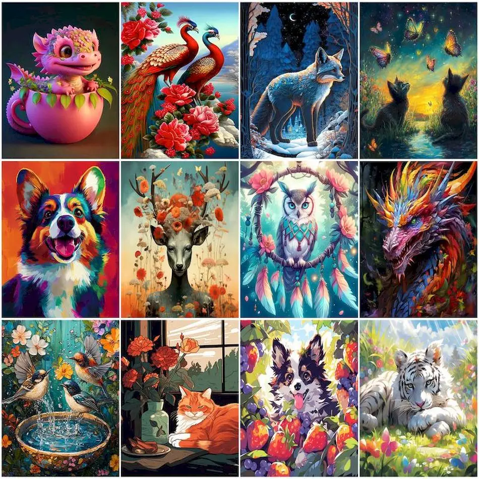 

RUOPOTY Paintings For Painting By Numbers Animals Markers By Numbers Picture Drawing Oil Art Watercolor Crafts Decoration Home