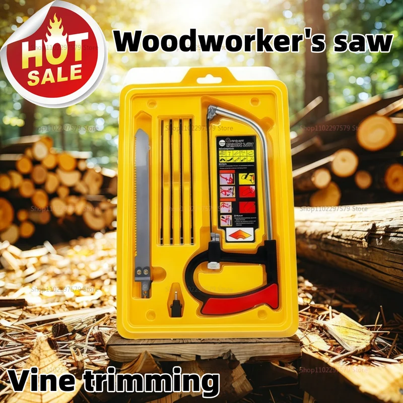 7-in-1 Multifunctional Hand Saw Kit with Steel Hacksaw for Metal Wood Glass Includes 6 Blades Ideal for DIY Woodworking Metalwor