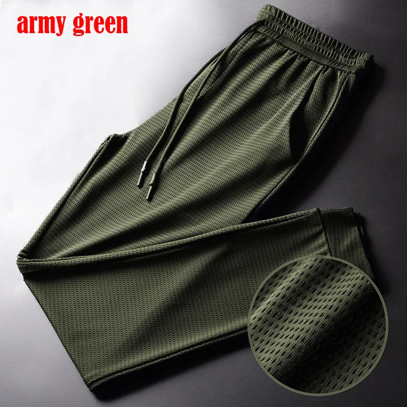 New Summer Design Outdoor Men\'s Breathable Mesh Stretch Thin Sports Gym Slim Pants