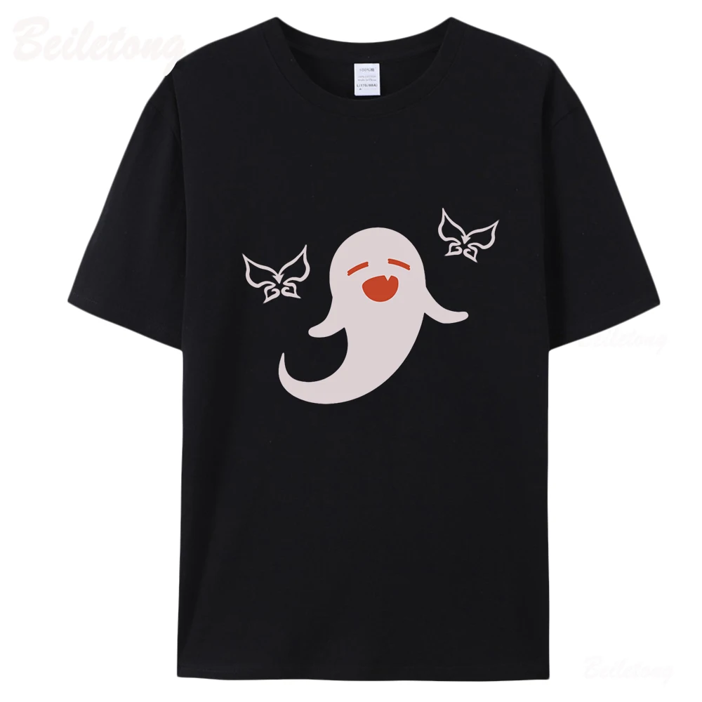 Genshin Impact T Shirt 100% Cotton Hu Tao Ghost Cartoon Prints Open World Adventure Game Summer Women Tops Harajuku Fashion Tees