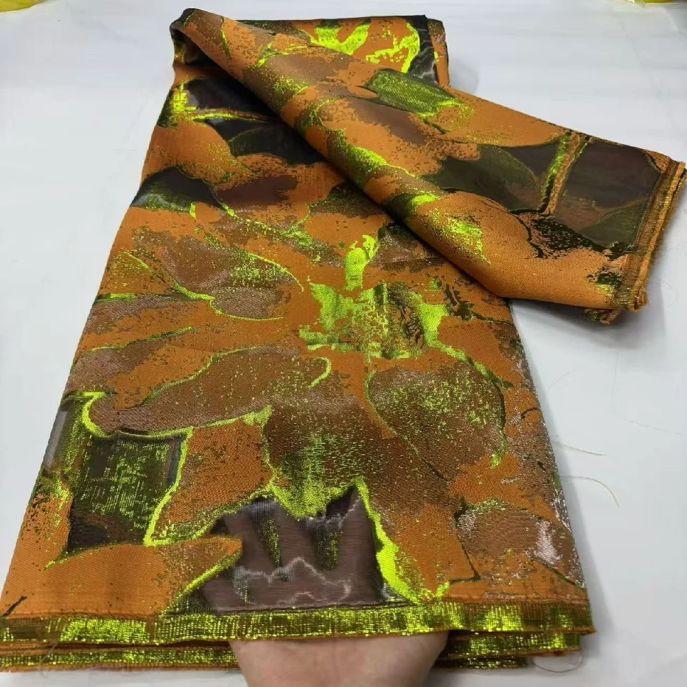

Африканская жаккардовая парча, роскошная ткань, высокое качество, цветочная органза, тюль, сетка, позолота, кружево, французская сетка, ткань для бровей, 5 ярдов, шитье