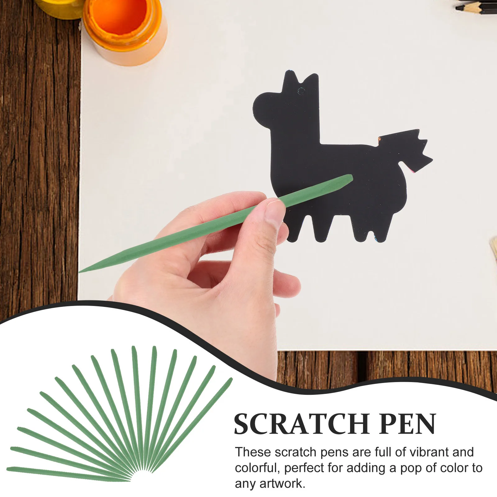 

100Pcs Scratch Pen for Kids and Artists Reusable Bamboo Scratch Sticks for Creative Drawing Fun Art Activity Tools