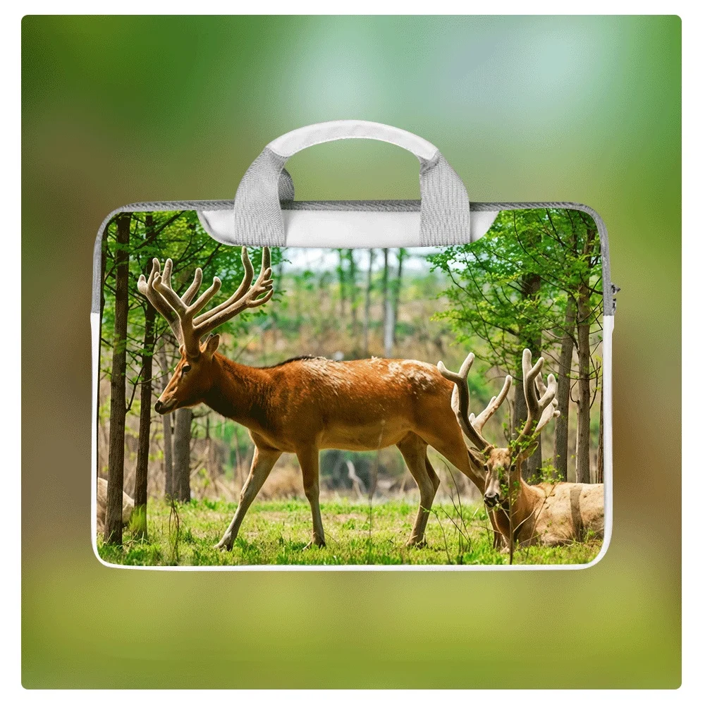 

Cute Deer Laptop Bag Protective Case 12 14 16 Inch Waterproof PU Protective Bag Large Capacity Portable Shoulder Crossbody Bag