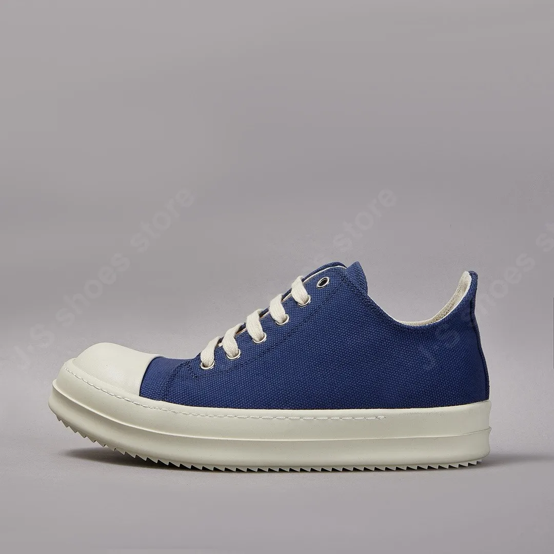 RO Brand Luxury Shoe Ricks Men Canvas Shoes Blue Women Sneaker Low Top Casual Shoes Owens Rubber Soled Shoes Laces Flats Shoes