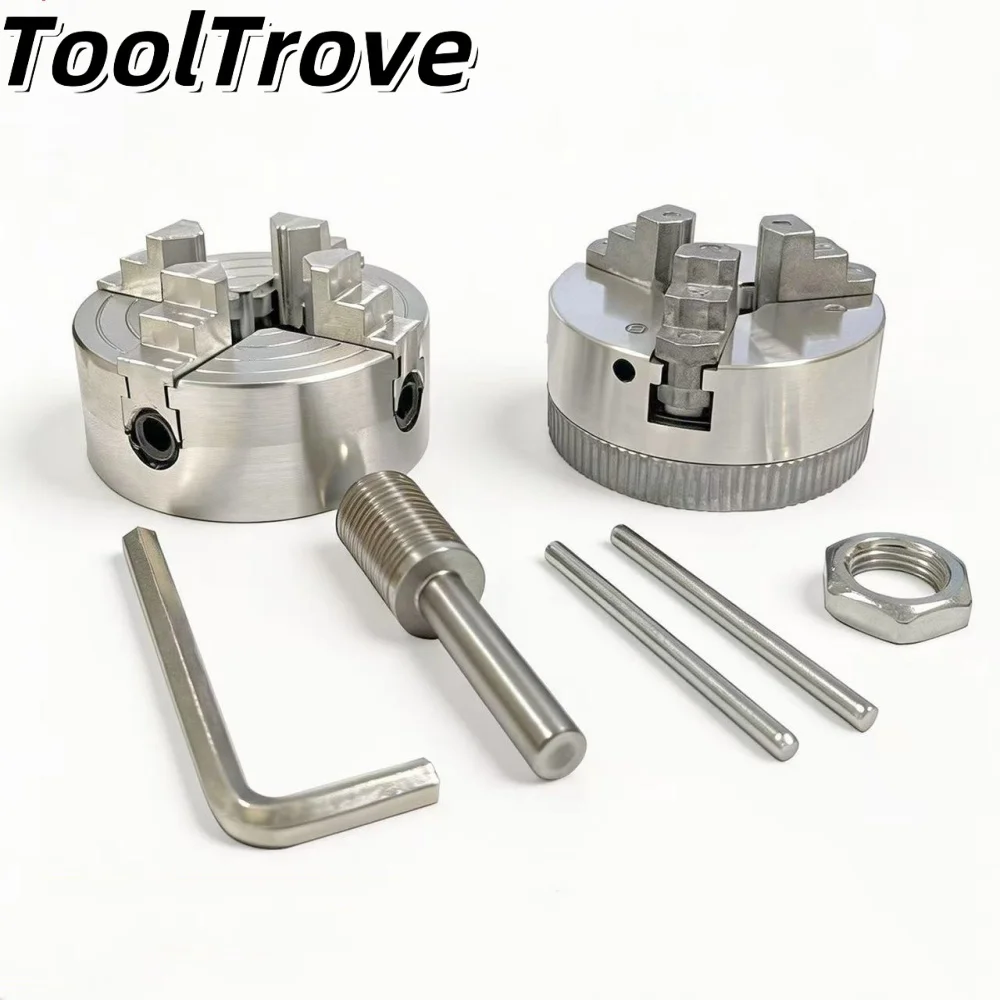Mini Lathe Chuck Zinc Alloy 3 Jaw 4 Jaw Independent Self-centering Chuck DIY Jade Wood Turning Mini Machine Tool Accessories