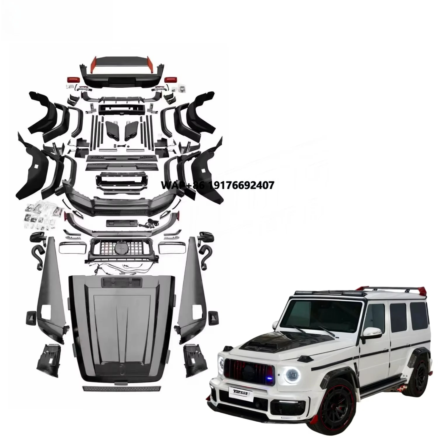 Kit corpo in fibra di carbonio a secco stile B G900 R per Classe G W463 2002-2018 Nuovo paraurti anteriore posteriore cofano motore aggiornamento esterno