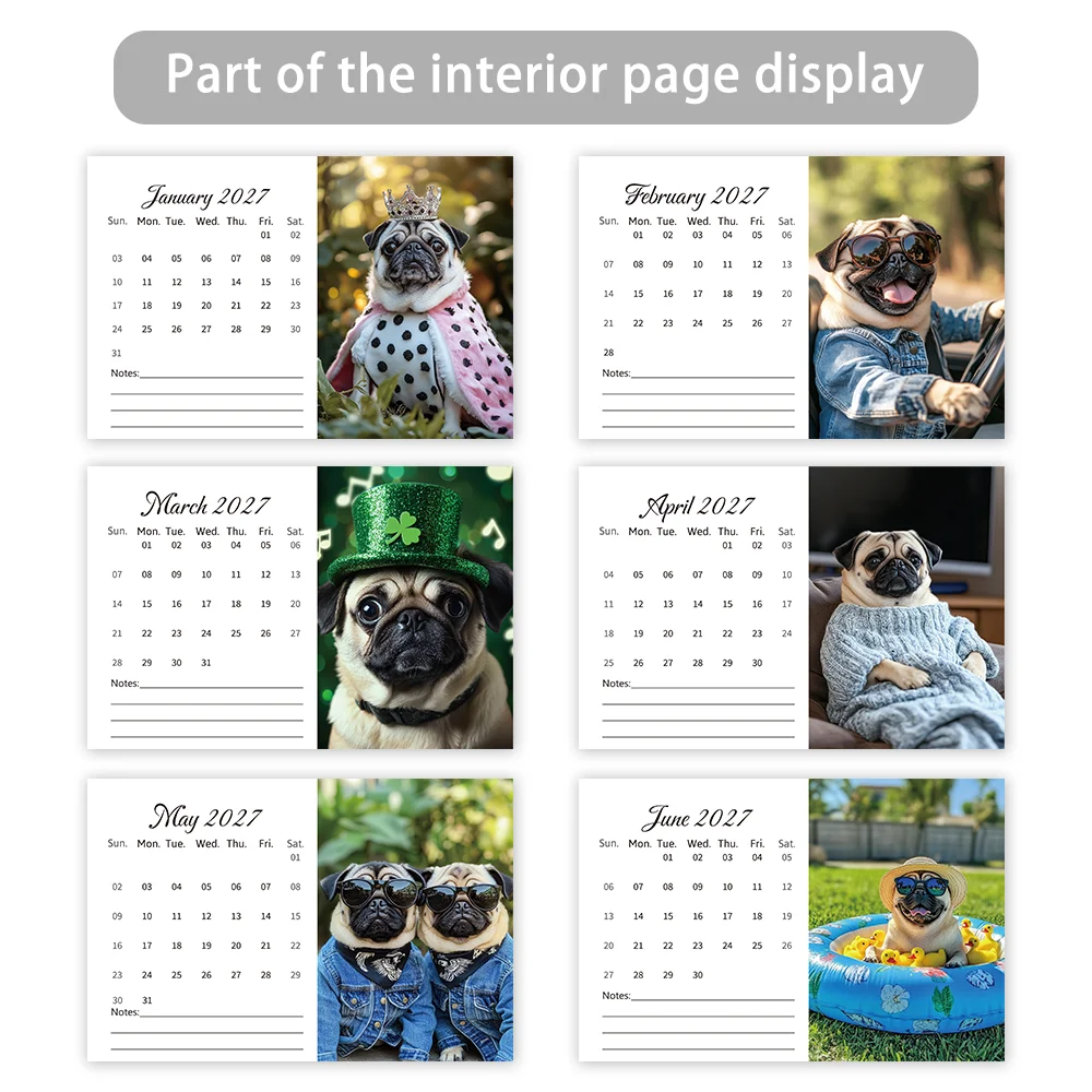 1 قطعة 2026-2027 تقويم مكتبي، تصميم كلب هافاني، مخطط شهري لمدة 24 شهرًا، هدية مثالية لأعياد الميلاد، عيد الميلاد، السنة الجديدة