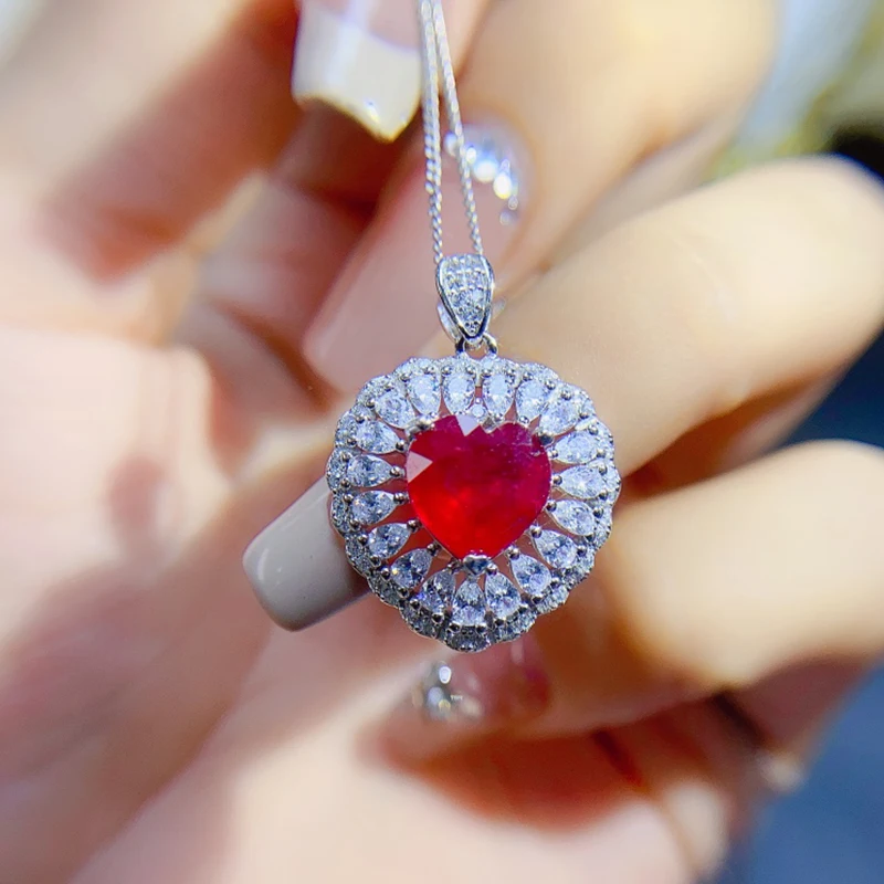 

Natural ruby pendant necklace for women silver 925 jewelry luxury gem stones 18k gold plated free shiping items