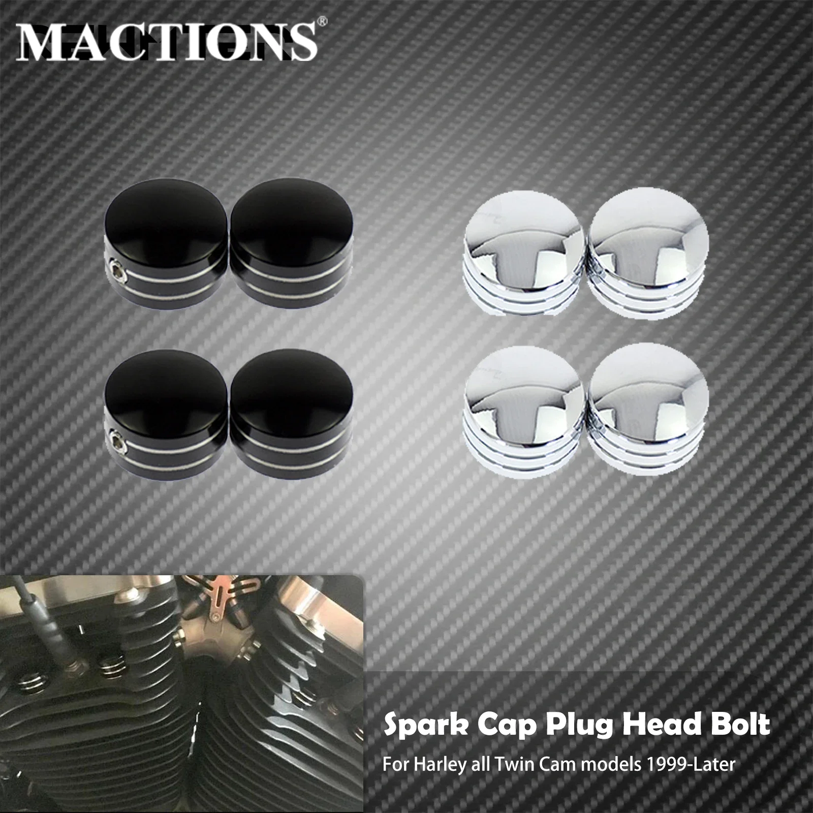 

4pcs Motorcycle Spark Cap Plug Head Bolt Plug Cover For Harley Sportster 883 1200 XL XR Iron Touring Twin Cam EVO 1999-2016 2017