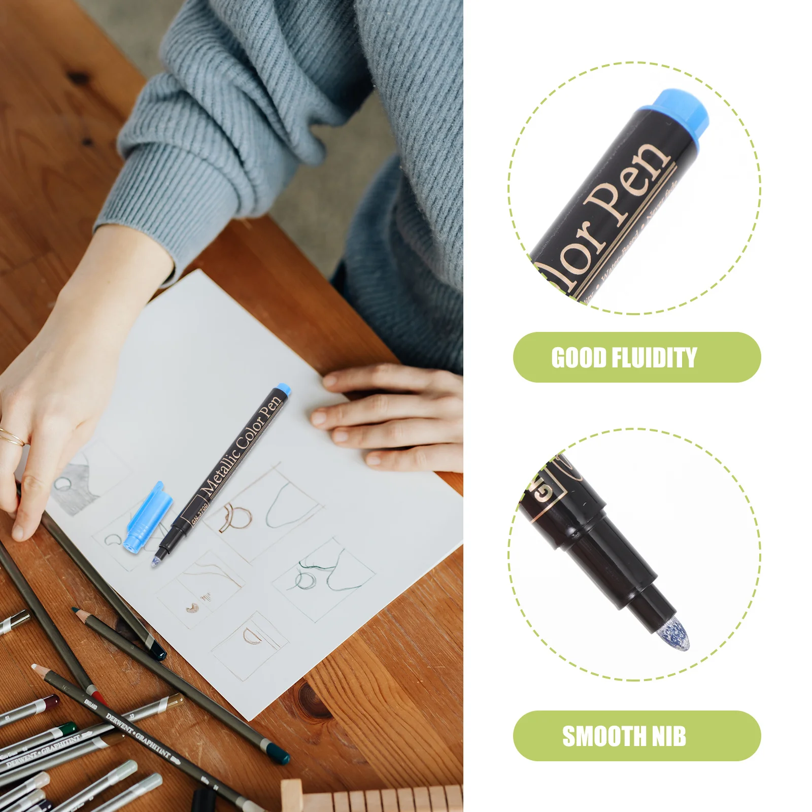 20Pcs Metallic Color Pens Medium Tip Light Durable for School Office DIY Diary Scrapbook Drawing Metallic Color Pen