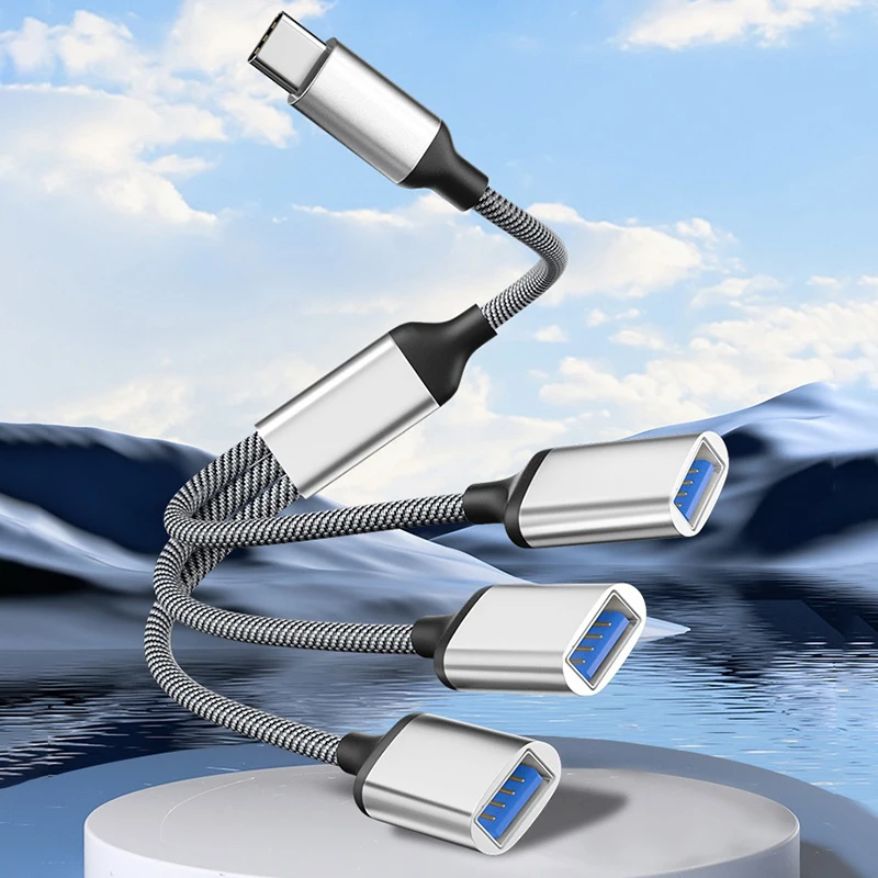 1 Stecker auf 2 3 Buchse HUB USB C Typ-C OTG Adapter Y Splitter Stecker Datenübertragung Ladegerät Kabel für Telefon Tablet Erweiterte Hub