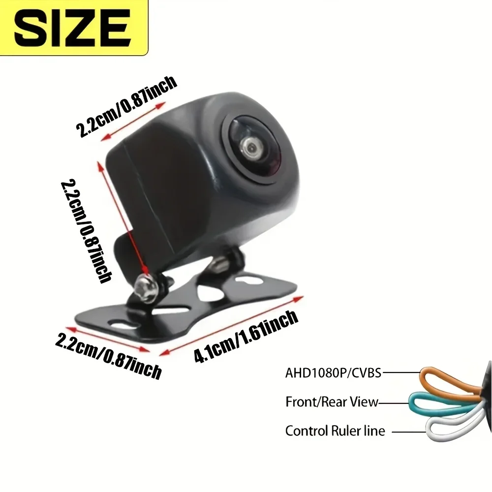 170° Fisheye AHD Car Camera with Wide Angle Lens & Night Vision - Rear & Front View Backup Camera Parking Line Guide