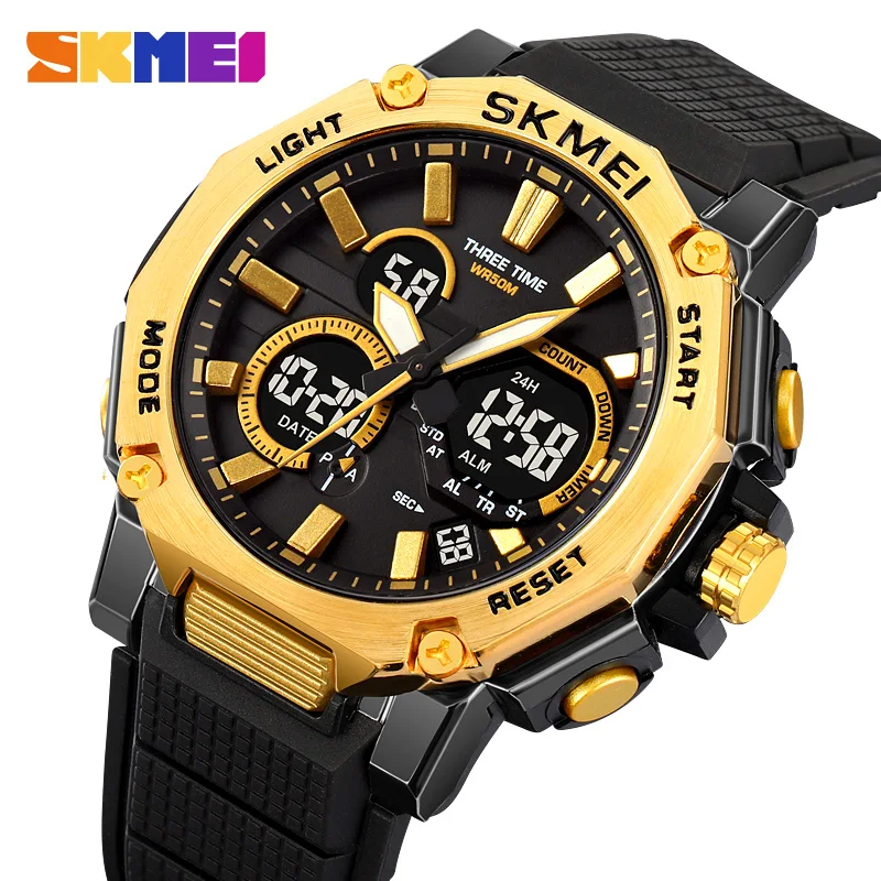 SKMEI Dual Display Sport Watch Mens Chrono Fashion Casual 5Bar Waterproof Digital Wristwatches CountDown Male Alarm Reloj Hombre