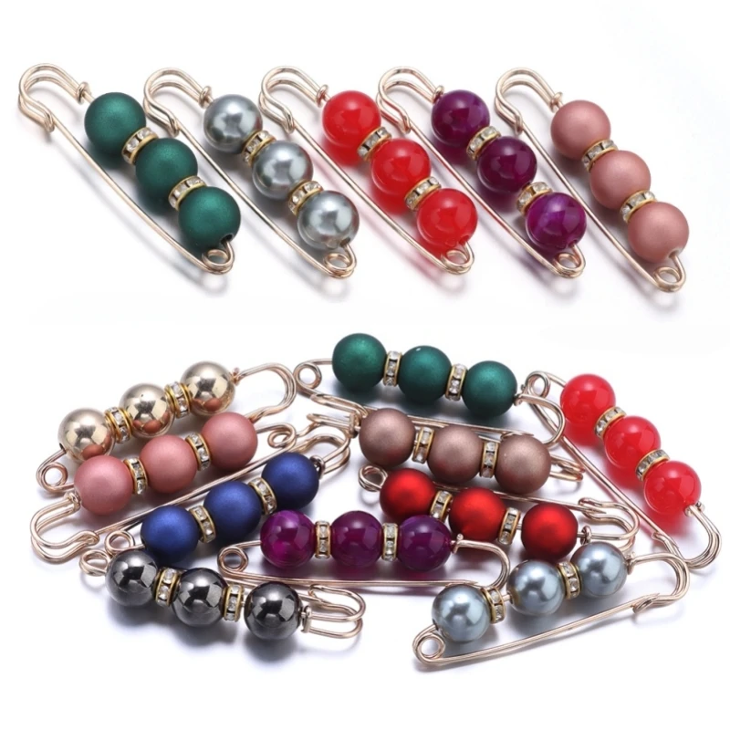 5 Stück/Set Imitationsperlen-Broschen für Damen, Klassische Strass-Broschen für Kleidung, Taillenbrosche zur Dekoration von Kleidungsstücken, Sicherheitsnadeln Zubehör – Detail 2