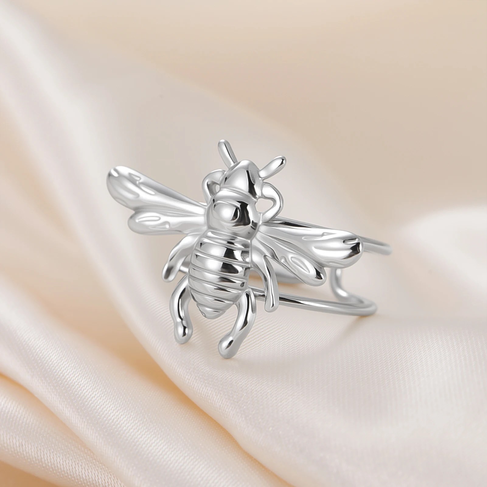COOLTIME Modischer Hummel-Ring aus Edelstahl, verstellbar, Tier-Bienen-offener Ring, wasserdichter Schmuck, Geschenk für Frauen, Neu 2026 – Detail 6